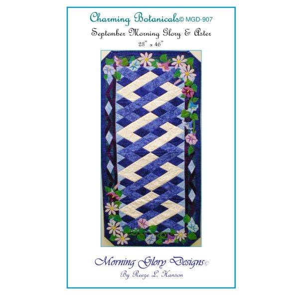 September Morning Glories & Asters Table Runner Pattern MGD-907w  - Wholesale Product on Sale