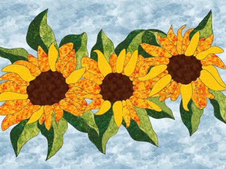 Sunflowers Applique & Hand Embroidery Pattern PES-118Nw  - Wholesale Product Hot on Sale