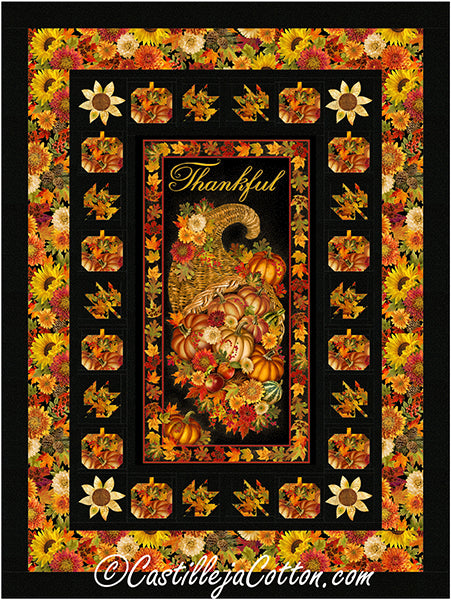 Thankful Pumpkin and Leaves Quilt Pattern CJC-52442 - Paper Pattern Discount