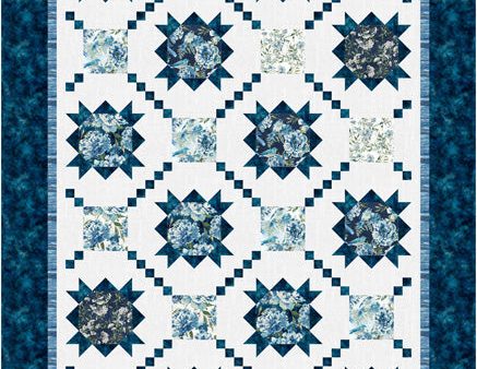 Blue Flower Stars Quilt Pattern CJC-56555 - Paper Pattern Online now